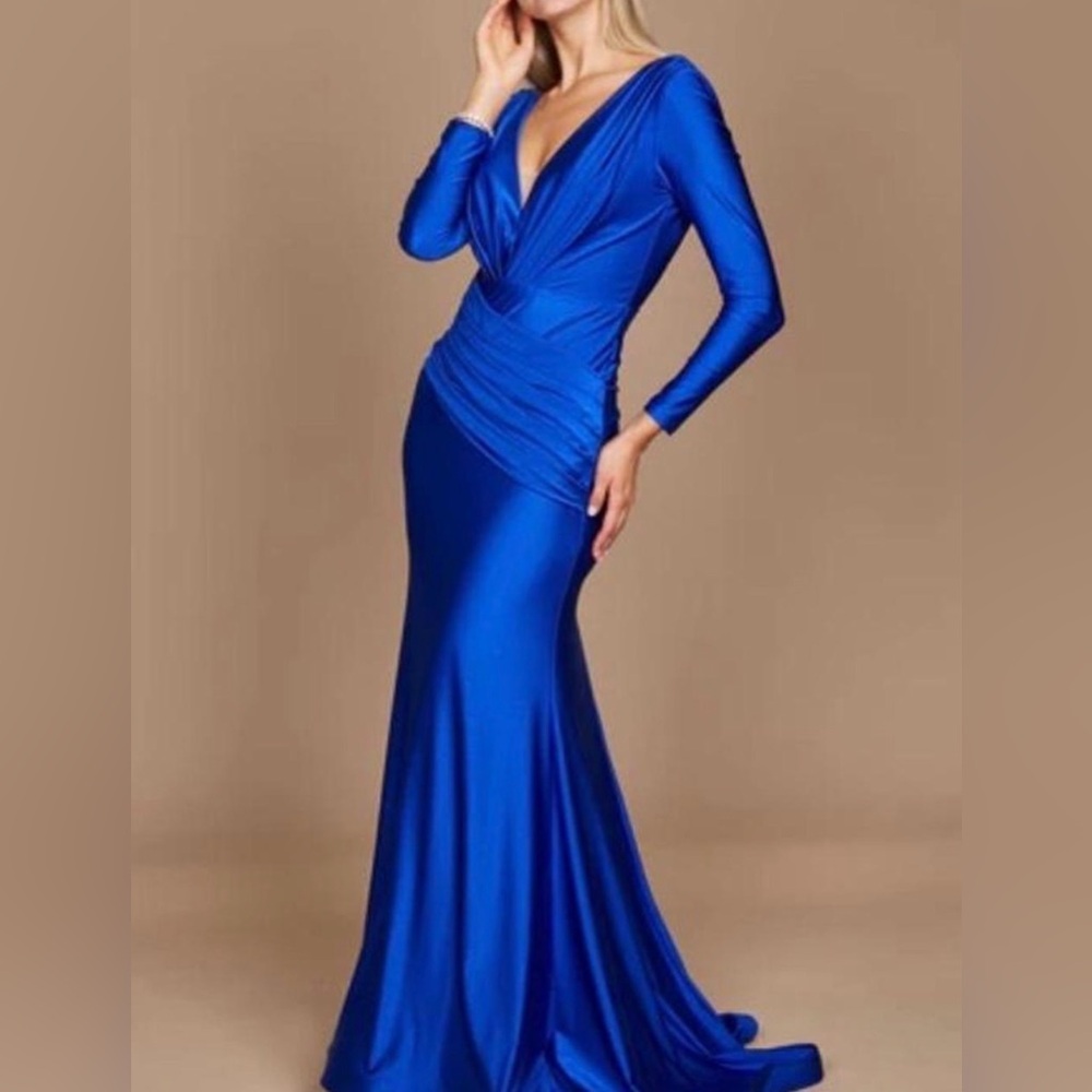 Elegant Blue Long Sleeve Dress